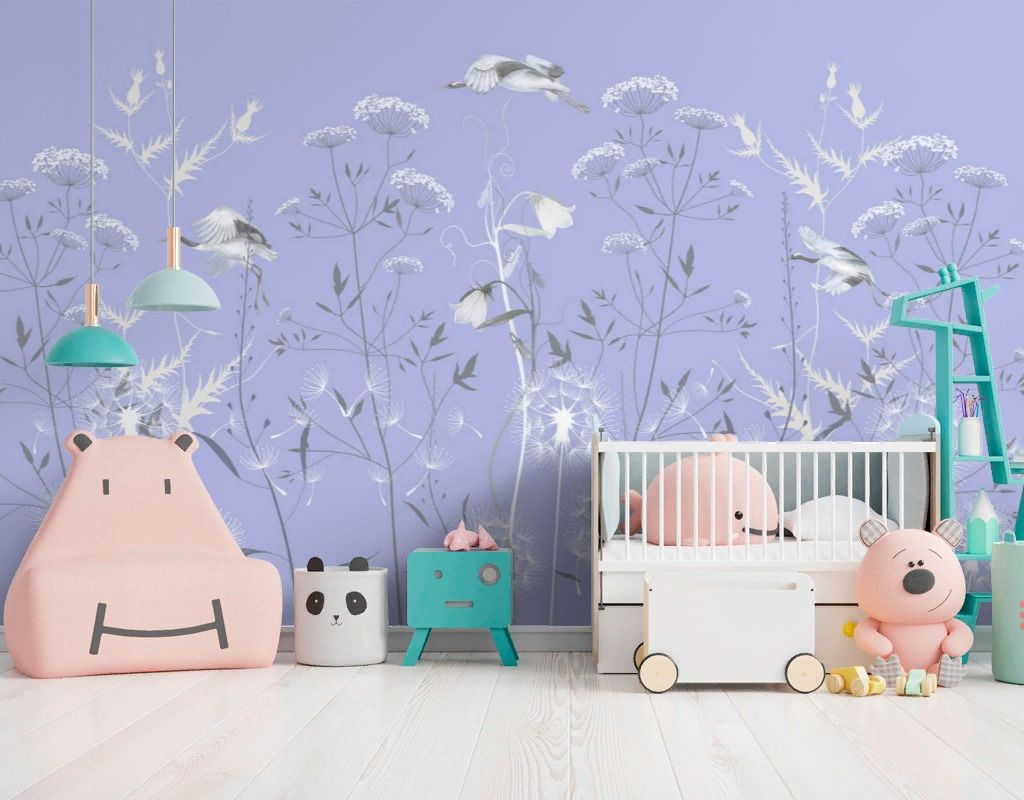 Фотообои Полевые цветы на голубом фоне  13-692