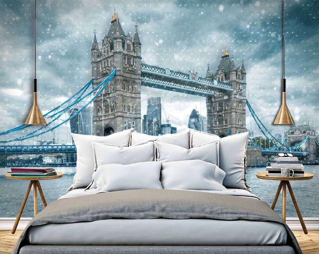 Фотообои в интерьере зимний пейзаж лондона  9-536 фото