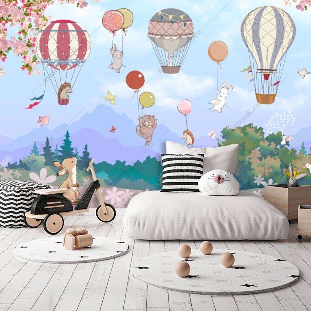 Фотообои в интерьере яркие воздушные шары  14-153 фото