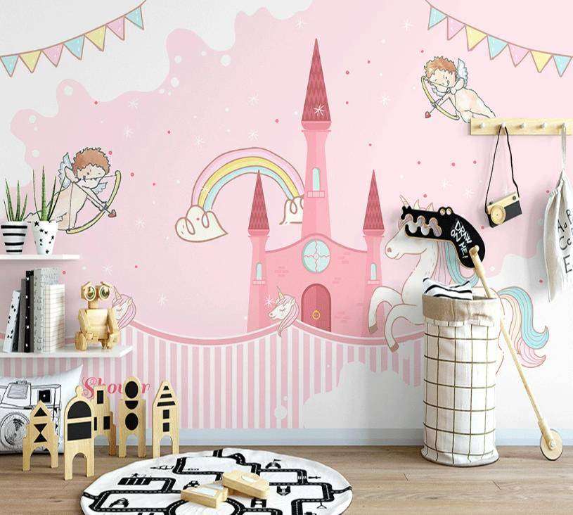 Фотообои в интерьере замок и единорог  15-346 фото