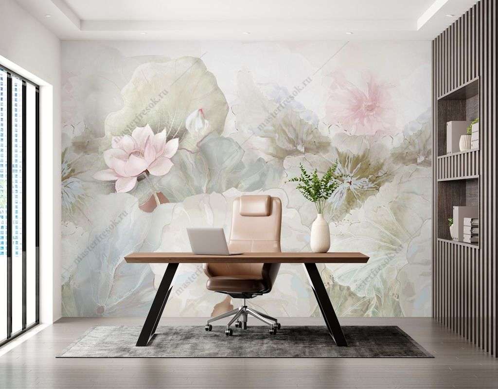 Фотообои в интерьере цветки лотоса  14-477 фото