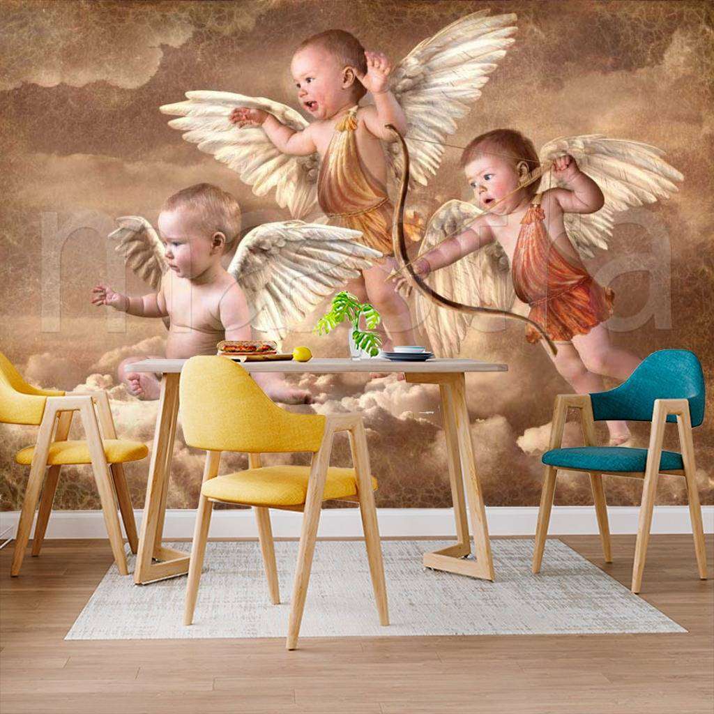 Фотообои в интерьере ангелы над облаками  9-167 фото