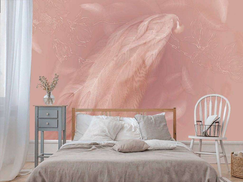 Фотообои в интерьере перья жар-птицы  13-264 фото