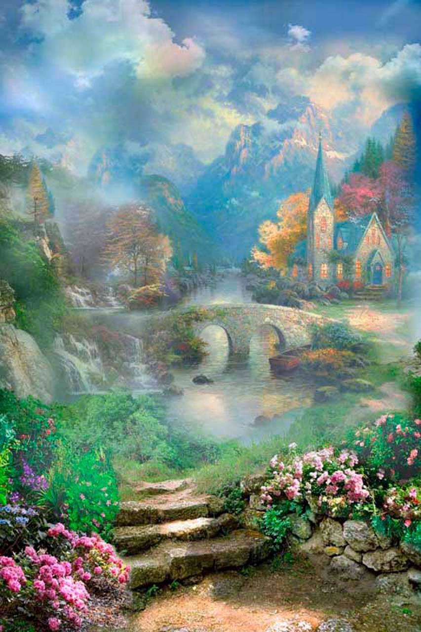 Фотообои в интерьере замок у реки  6-116 фото