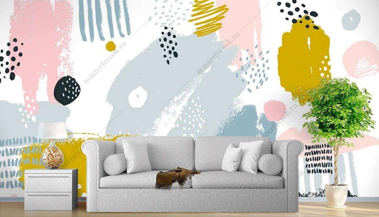 Фотообои в интерьере цветные мазки  9-1129 фото