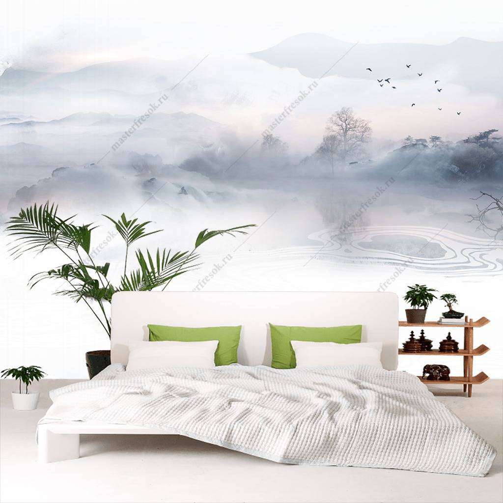 Фотообои в интерьере горы туманные  10-704 фото