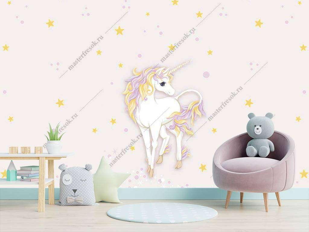 Фотообои Бесшовные обои на стену:  Волшебный единорог. Артикул: 14-050  