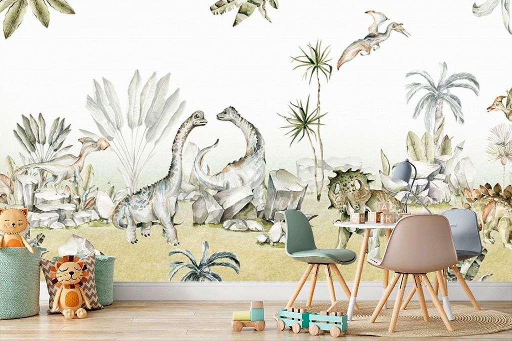 Фотообои в интерьере динозаврики для малышей  14-797 фото