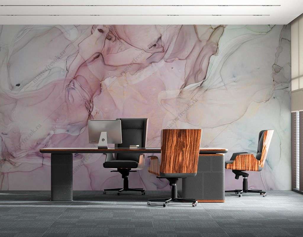 Фотообои в интерьере мраморный холст  9-1555 фото