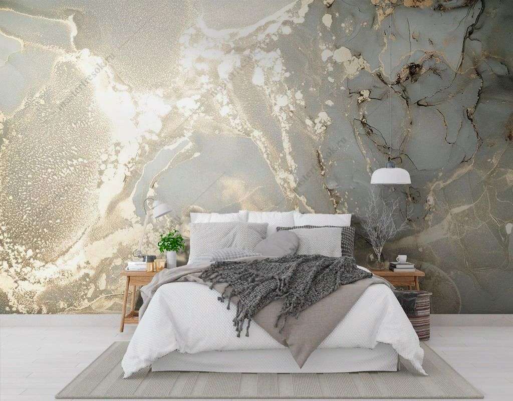 Фотообои в интерьере мрамор с золотыми прожилками  9-1777 фото