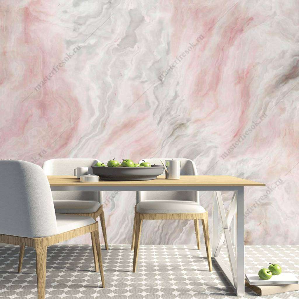 Фотообои в интерьере флюид арт розовый мрамор  9-1003 фото