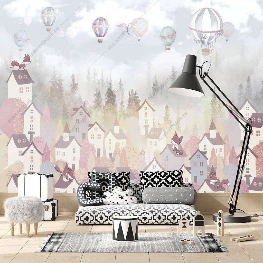 Фотообои в интерьере сказочный городок  14-151 фото