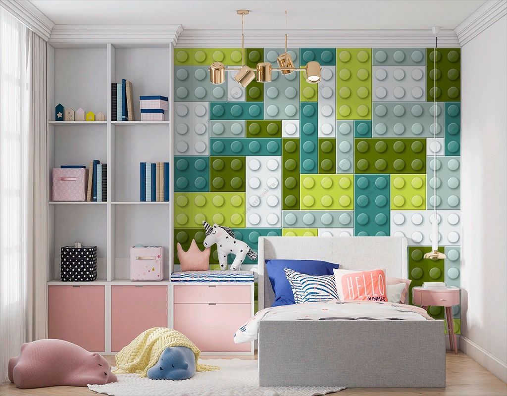 Фотообои Лего в зеленом цвете  12-1361