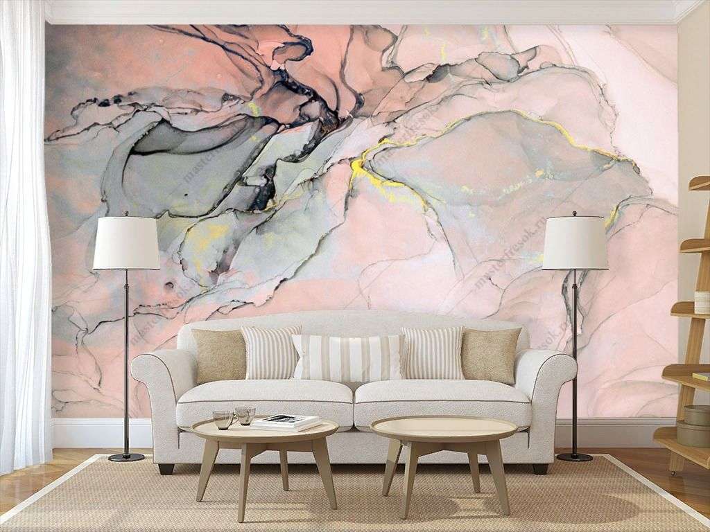 Фотообои в интерьере черные разводы  9-1444 фото