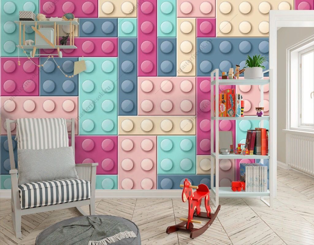 Фотообои Лего в розовом цвете  12-1360