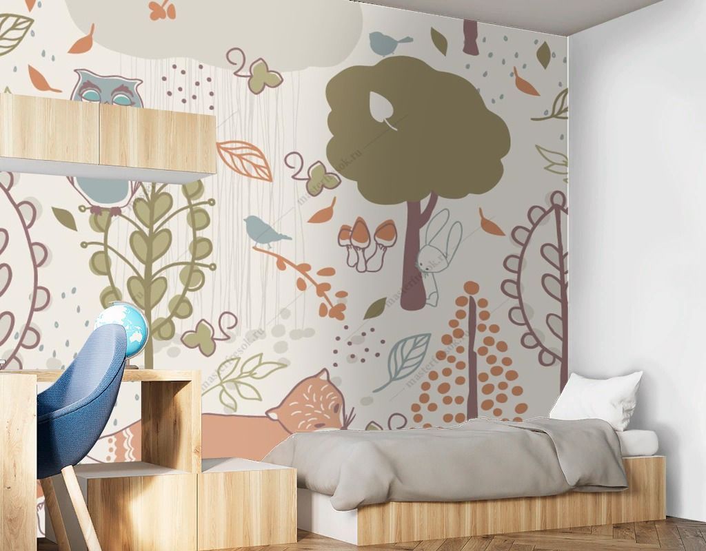 Фотообои Звери в осеннем лесу  14-408