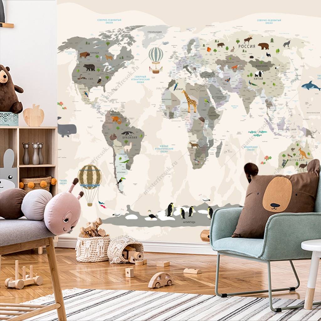 Фотообои Карта светлая  12-1000