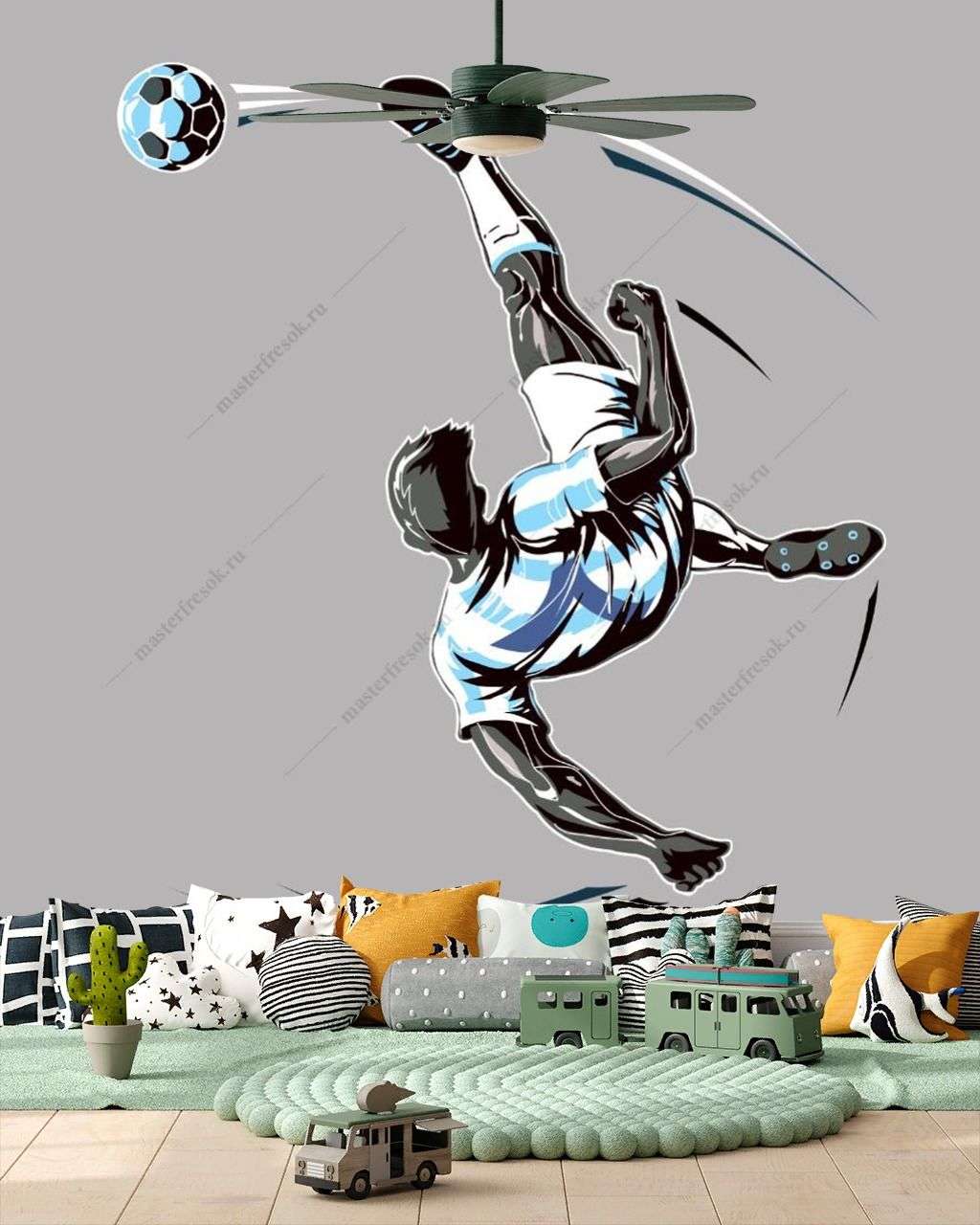 Фотообои в интерьере футболист  12-1374 фото