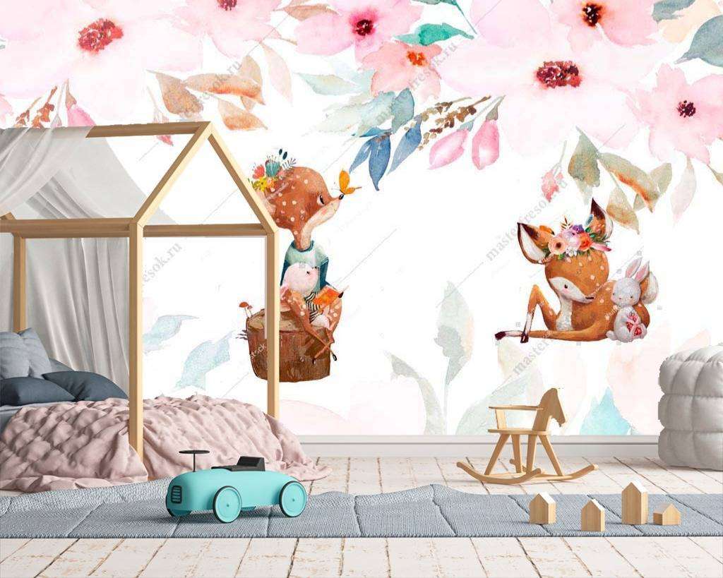 Фотообои в интерьере оленята  14-017 фото