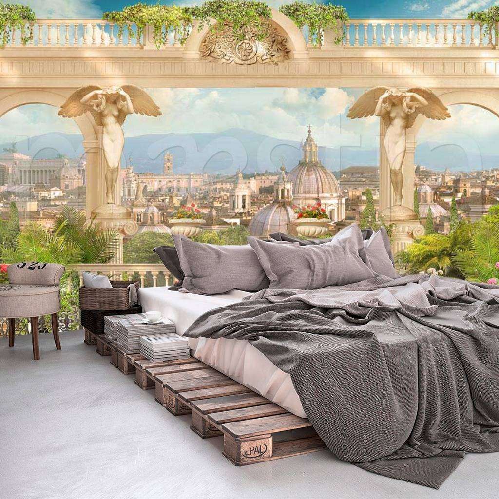 Фотообои в интерьере терраса с видом на прагу  6-142 фото