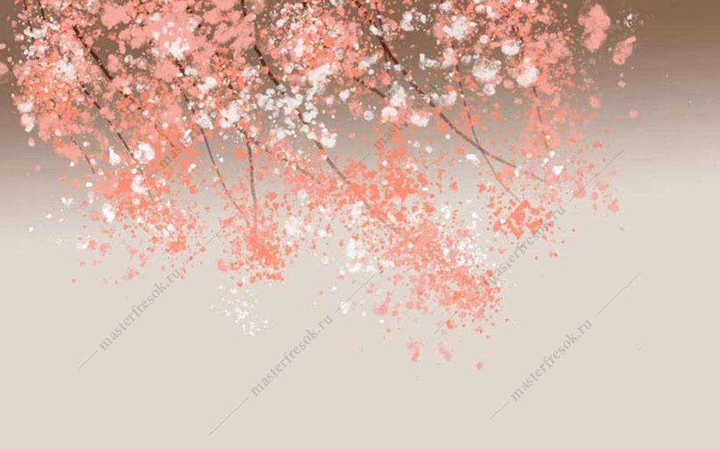 Фотообои в интерьере оранжевая сакура  15-946 фото