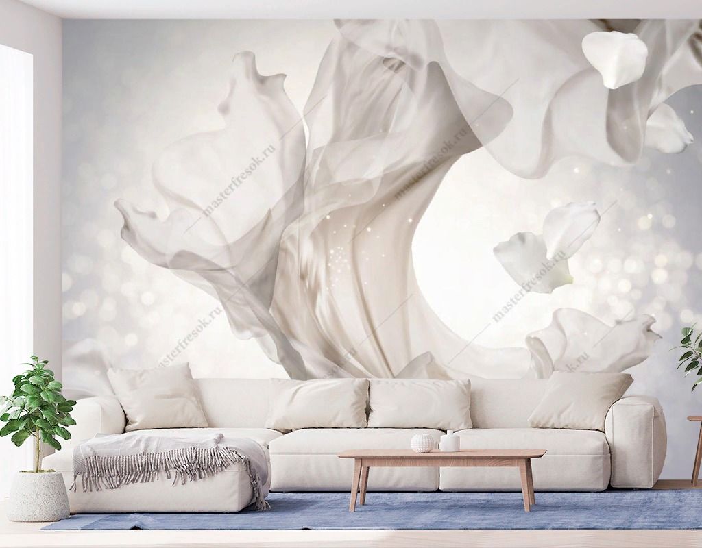 Фотообои Жемчужно-белый шифон  9-1736