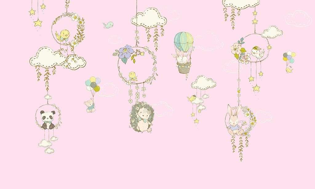 Фотообои в интерьере детские. ловец снов и милые животные  12-1620 фото