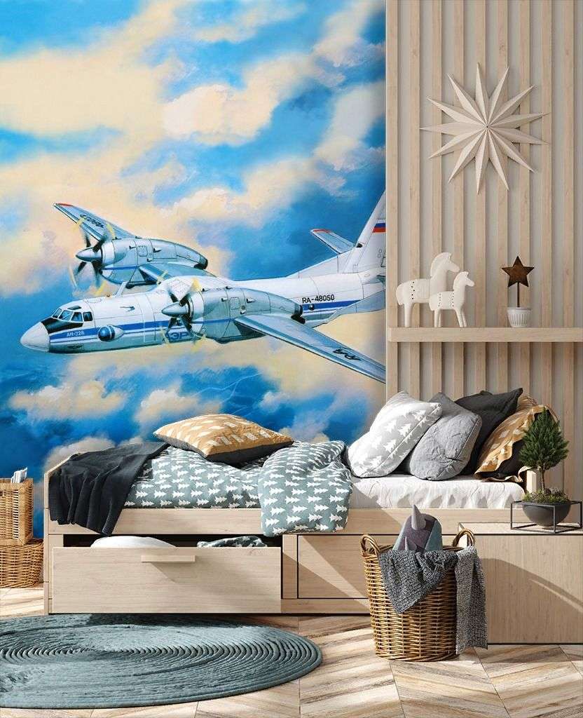 Фотообои в интерьере самолет в облаках  9-1956 фото