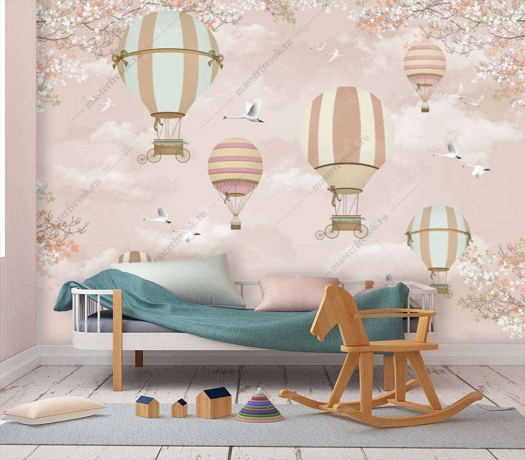 Фотообои Бесшовные обои на стену:  Воздушные шары в небе. Артикул: 12-823  