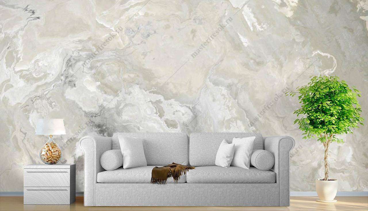 Фотообои в интерьере мрамор светло бежевый  9-1072 фото