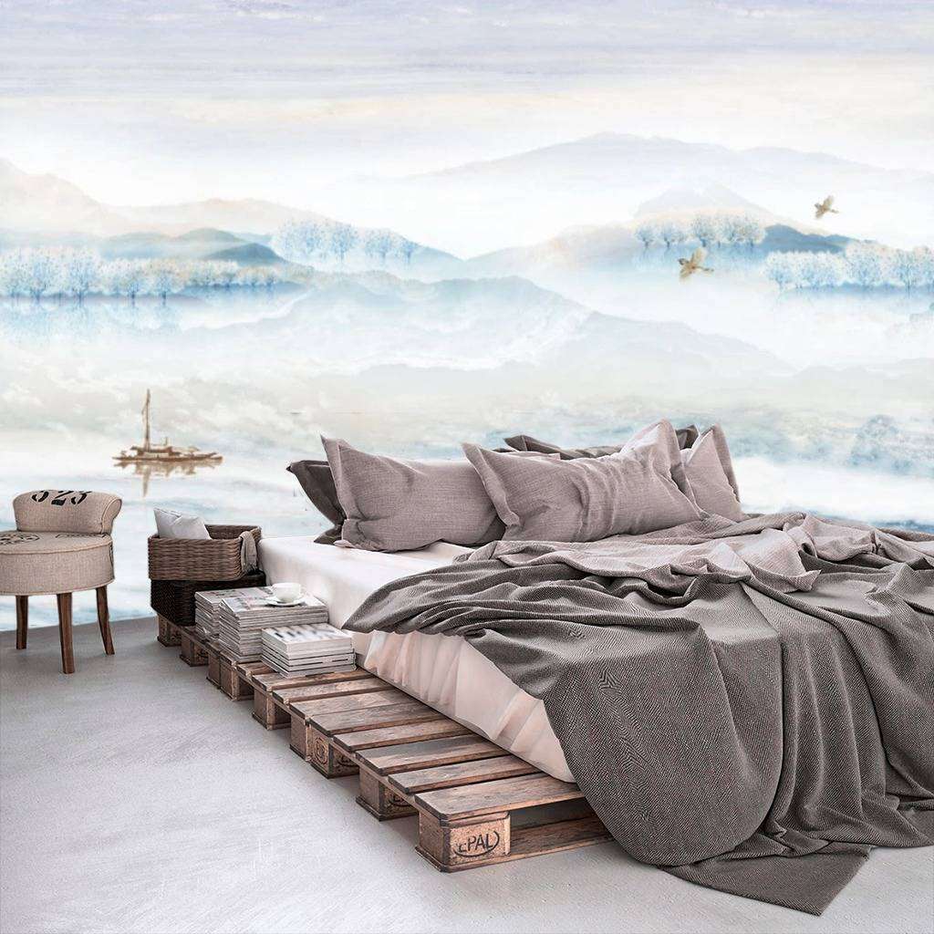 Фотообои в интерьере туман на озере  15-670 фото