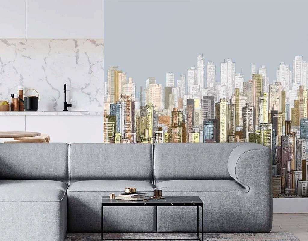 Фотообои в интерьере 3д рисунок город  9-1936 фото