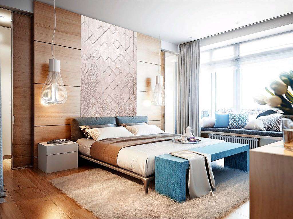 Фотообои в интерьере листья и геометрия  10-774 фото