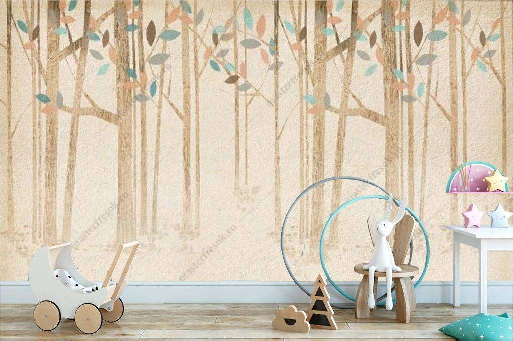 Фотообои в интерьере лесная чаща  15-904 фото