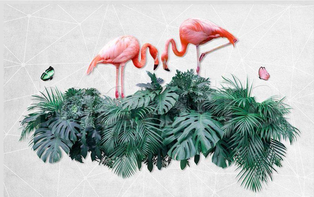 Фотообои в интерьере фламинго абстракция  15-518 фото