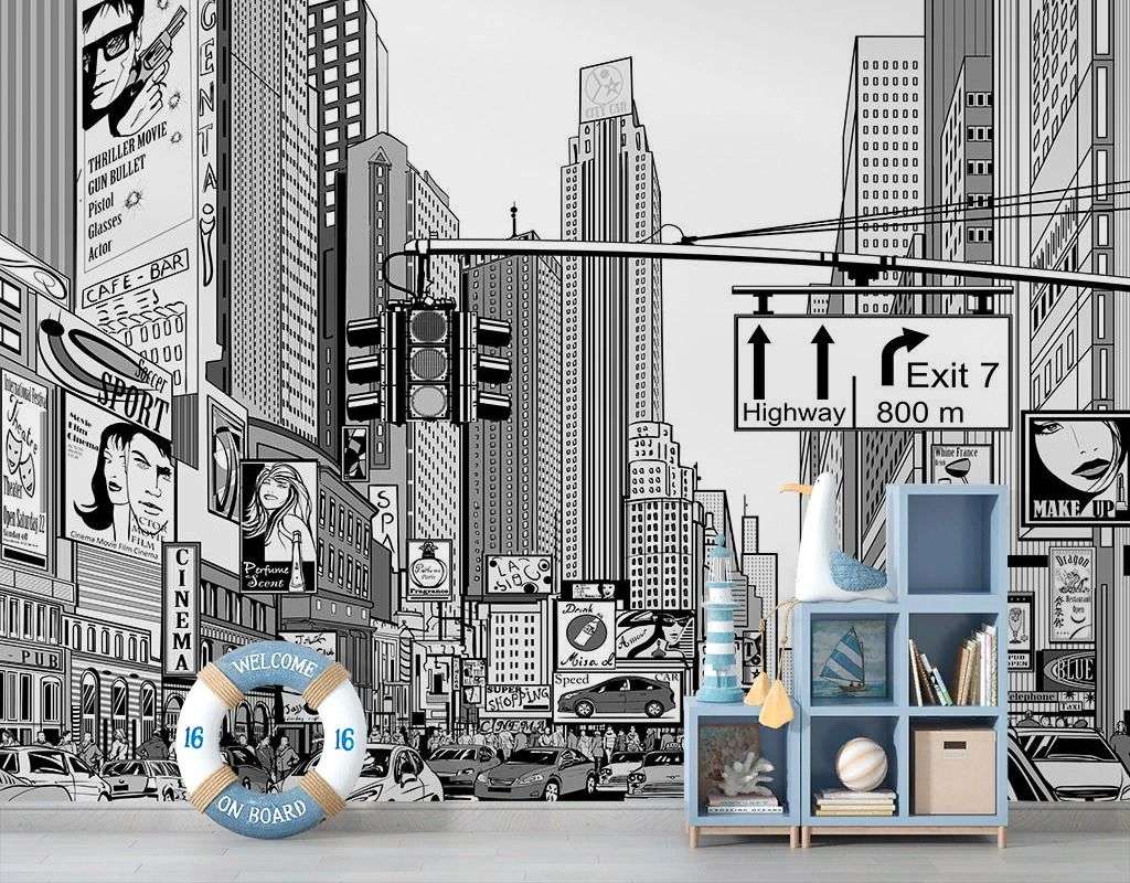 Фотообои в интерьере нью-йорк иллюстрация    14-779 фото