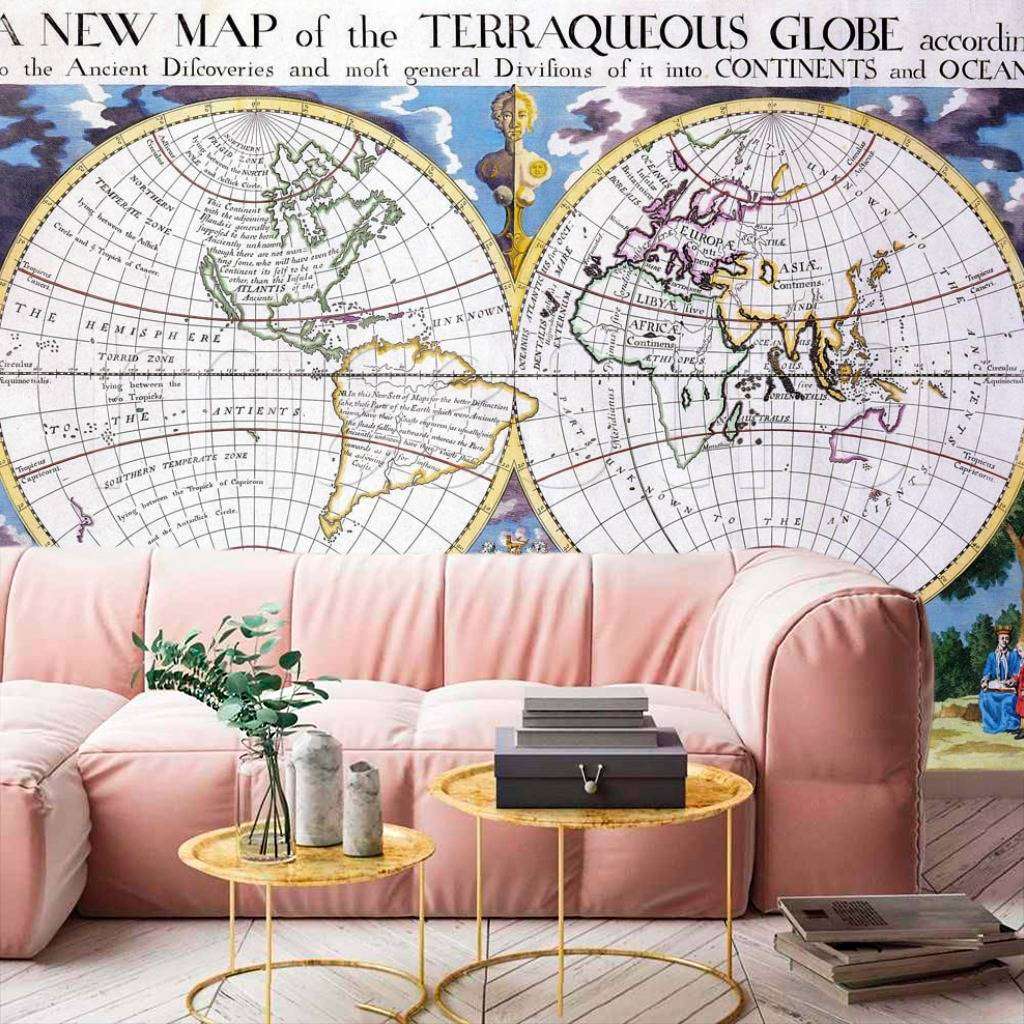 Фотообои в интерьере политическая карта мира для детей  1-106 фото