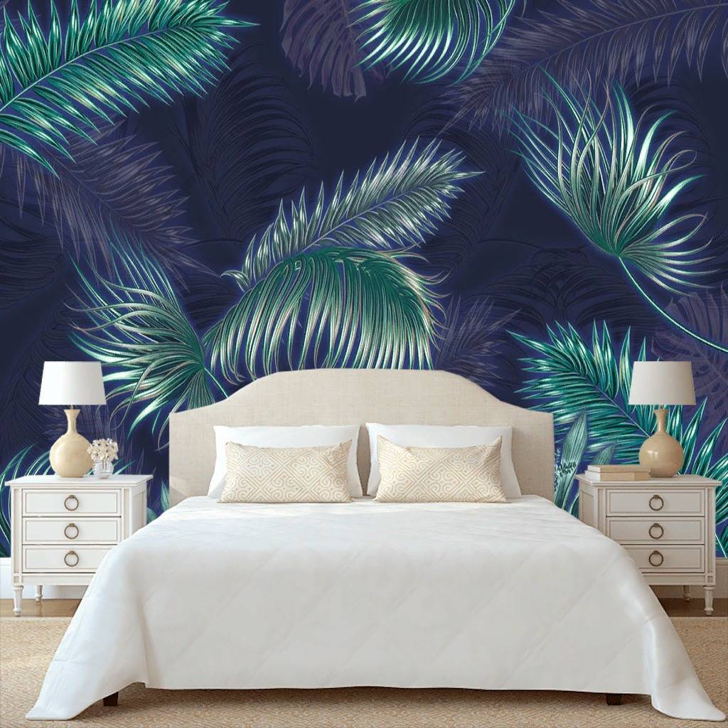 Фотообои Тропические листья на темном фоне  10-731