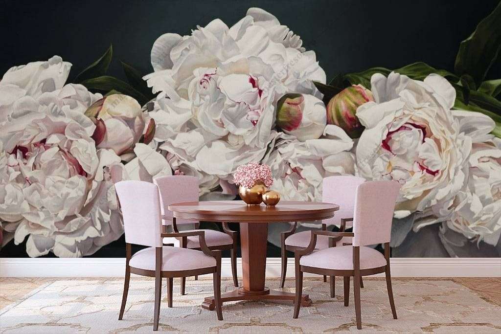 Фотообои в интерьере пионы  16-104 фото