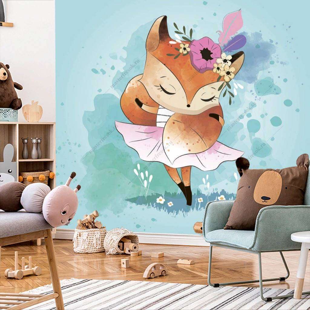 Фотообои в интерьере лисичка балерина  12-470 фото