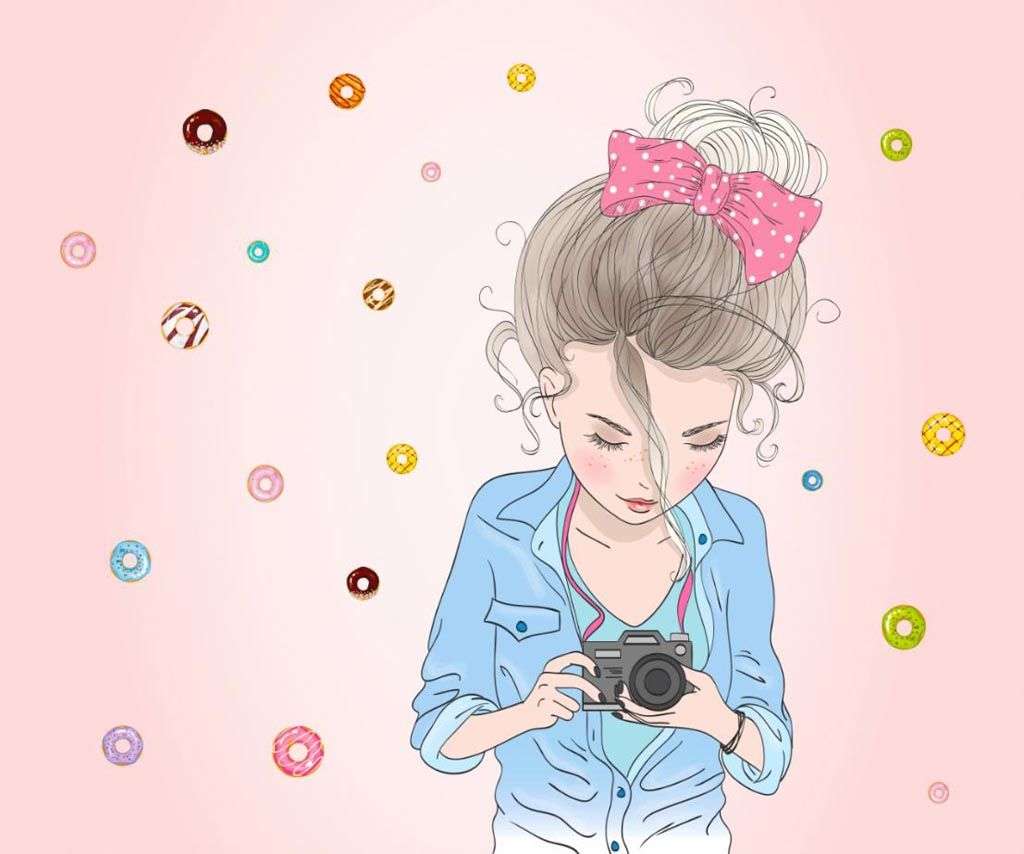 Фотообои в интерьере девушка с фотоаппаратом  14-233 фото