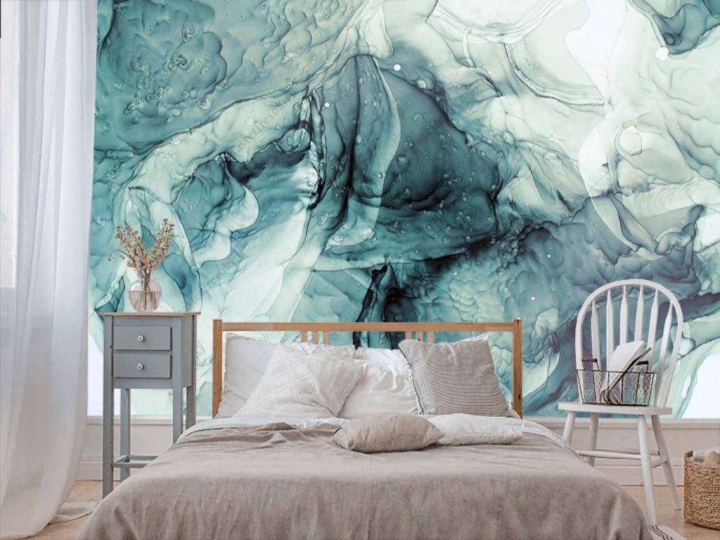 Фотообои Флюид арт бирюзовые чернила  9-1052