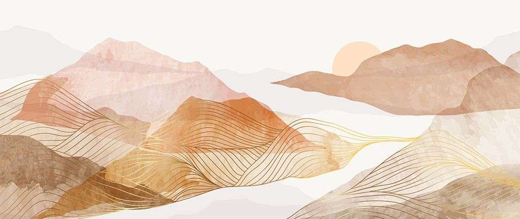 Фотообои в интерьере линии на фоне гор  9-1856 фото