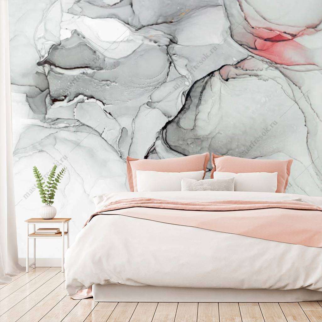 Фотообои Бесшовные обои на стену:  Флюид арт серая акварель. Артикул: 9-1020  