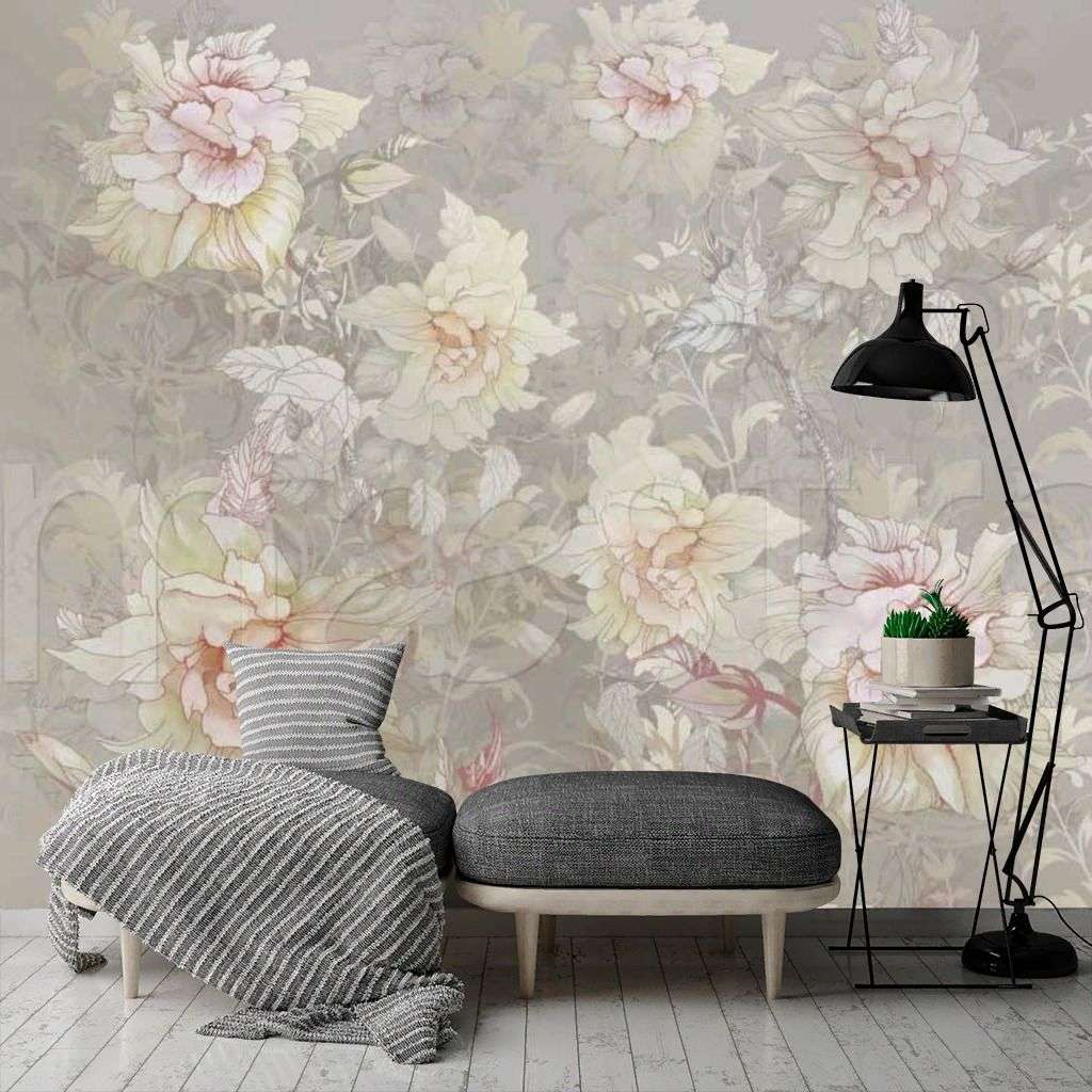 Фотообои в интерьере розы в винтажном стиле  7-460 фото