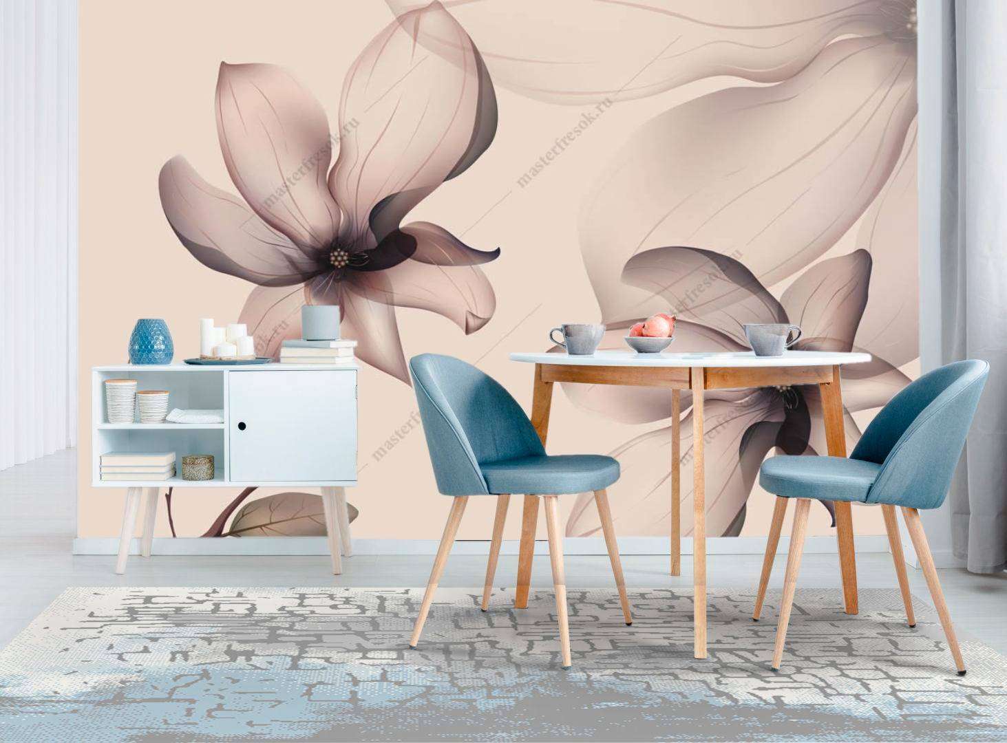 Фотообои в интерьере цветы магнолии  14-126 фото