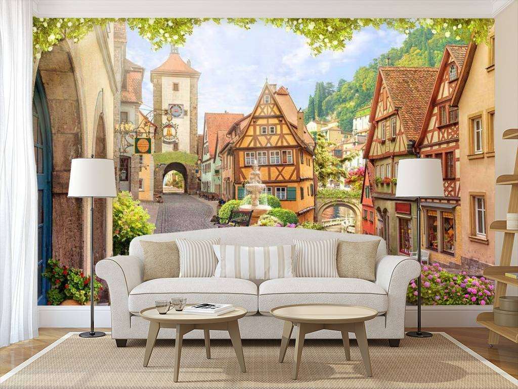 Фотообои в интерьере живописная улочка  17-0027 фото