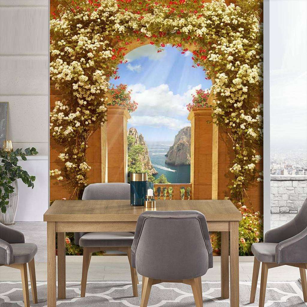 Фотообои в интерьере арка цветочная  17-0072 фото