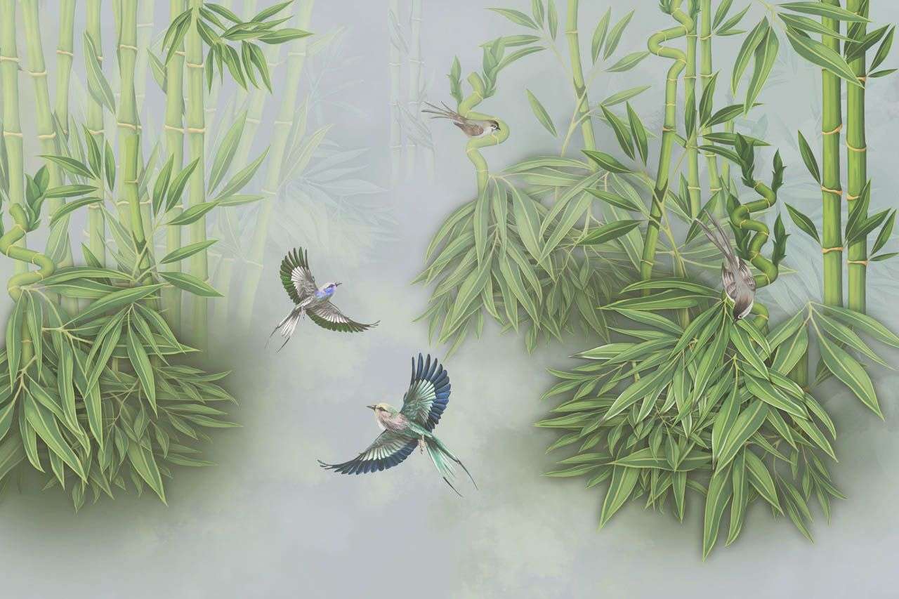 Фотообои в интерьере бамбук  13-703 фото