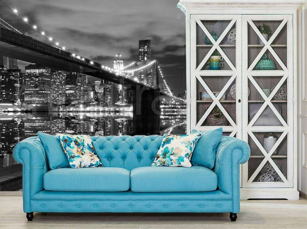 Фотообои Черно белый мост через реку  4-281